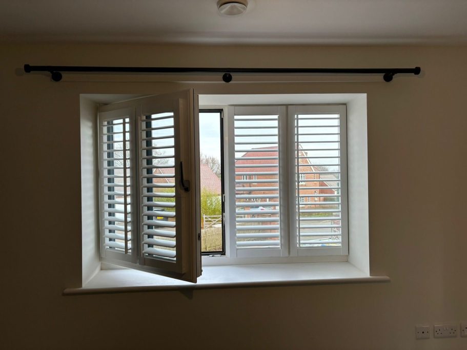 Perfect fit frameless shutters on tilt and turn windows in Upton Magna Shrewsbury home | Seamless privacy & operation by ShireLuxe Shutters 