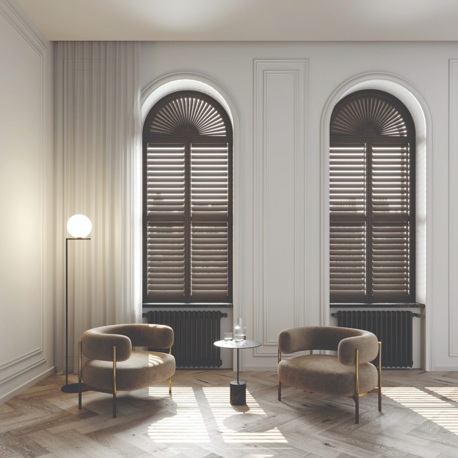 Waterproof Faux Wood Shutters Shrewsbury Kitchen Modern waterproof faux wood shutters in Shrewsbury family kitchen | Durable perfect fit by ShireLuxe Shutters