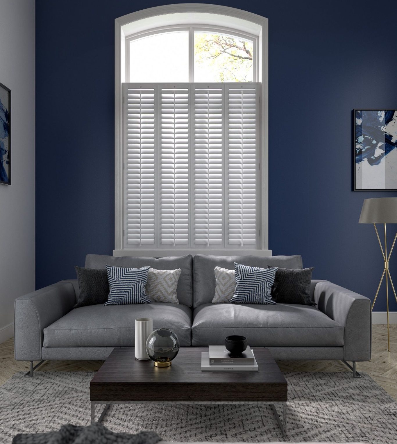 Luxury Plantation Shutters in Telford Living Room Elegant wooden plantation shutters in bright Telford living room | ShireLuxe Shutters Shropshire installation