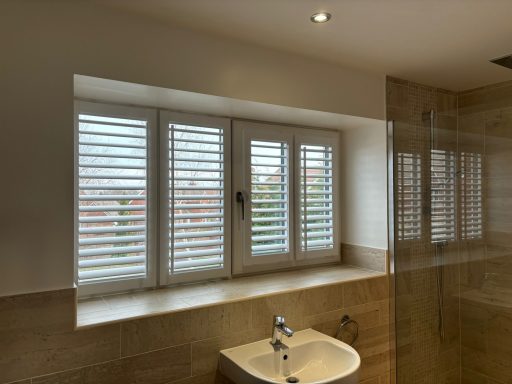  Waterproof perfect fit plantation shutters in Telford bathroom | Moisture-resistant privacy by ShireLuxe Shutters Shropshire